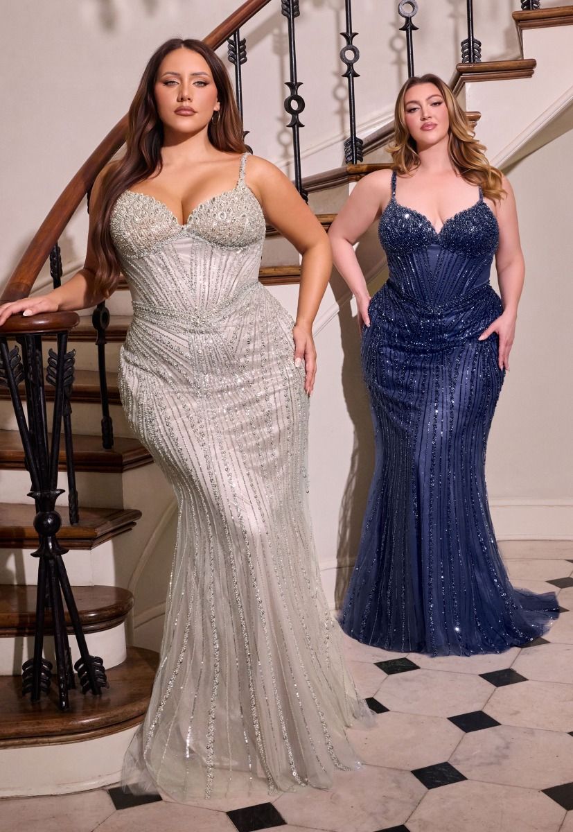 CC398C Sequin Sweetheart Neckline Dress