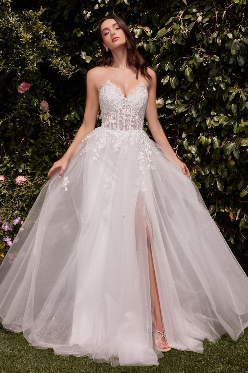 C148W Strapless A-Line Lace &amp; Tulle Wedding Dress