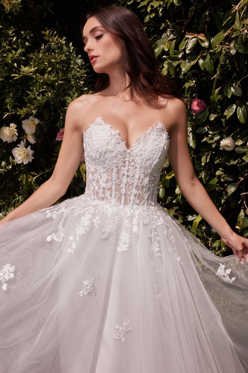 C148W Strapless A-Line Lace &amp; Tulle Wedding Dress