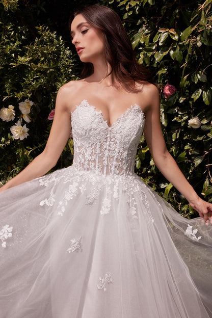 C148W Strapless A-Line Lace &amp; Tulle Wedding Dress