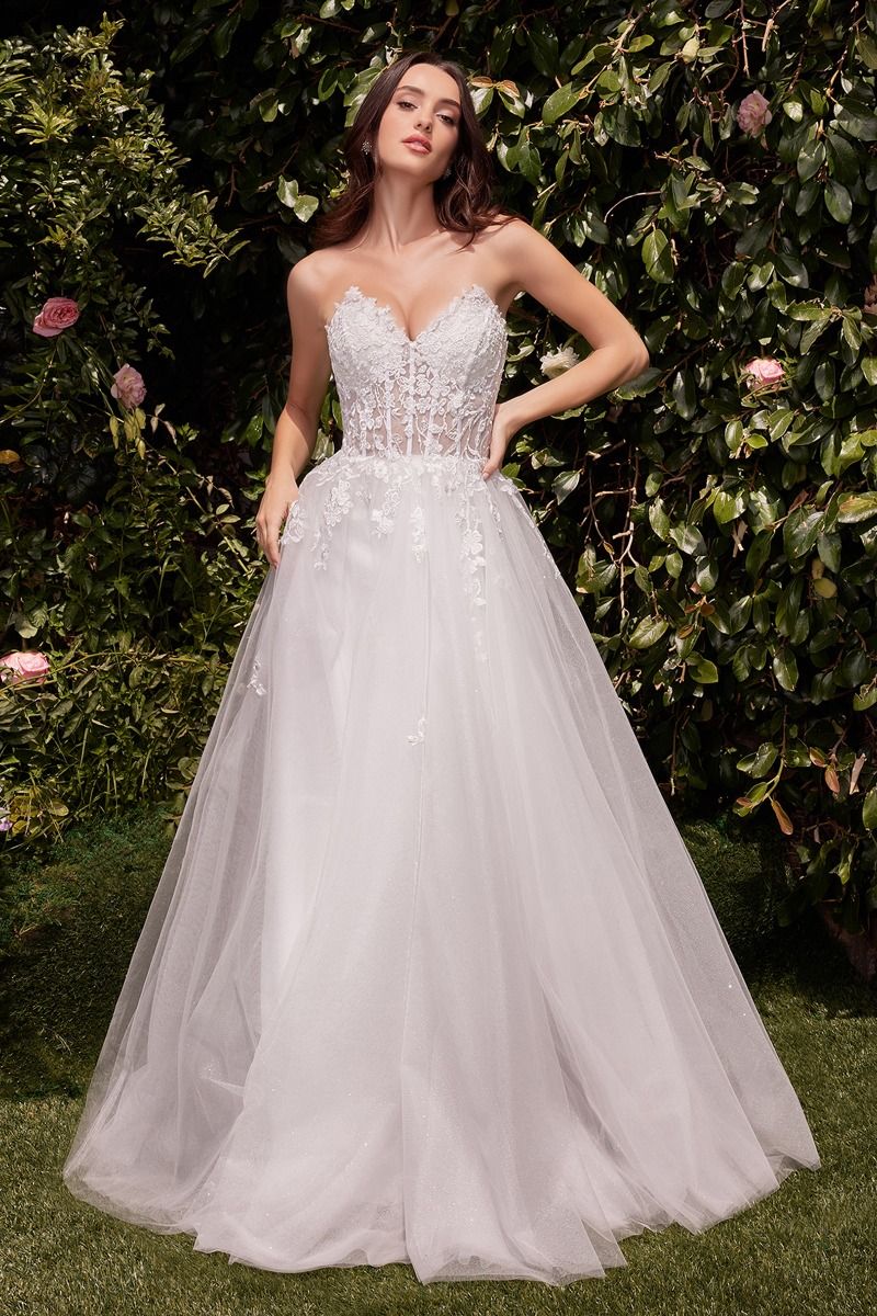 C148W Strapless A-Line Lace &amp; Tulle Wedding Dress