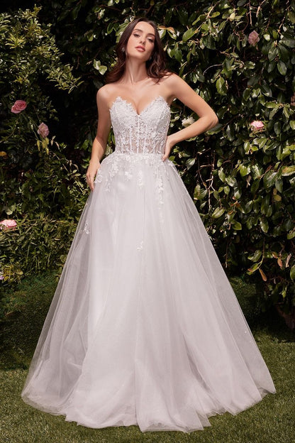 C148W Strapless A-Line Lace &amp; Tulle Wedding Dress