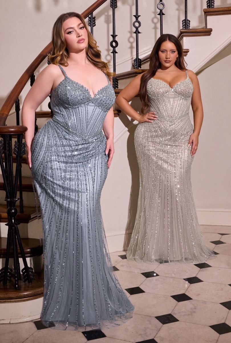 CC398C Sequin Sweetheart Neckline Dress