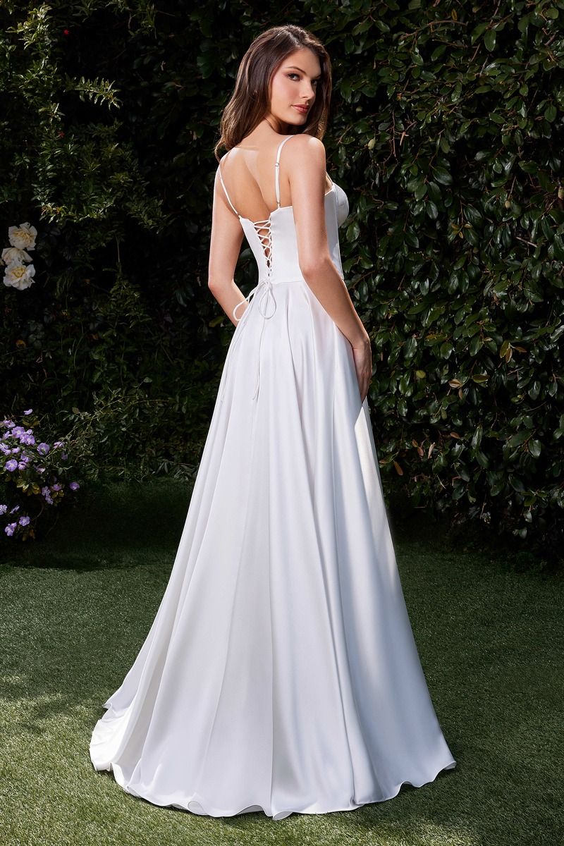 CD337W Satin A-Line Bustier Bridal Dress