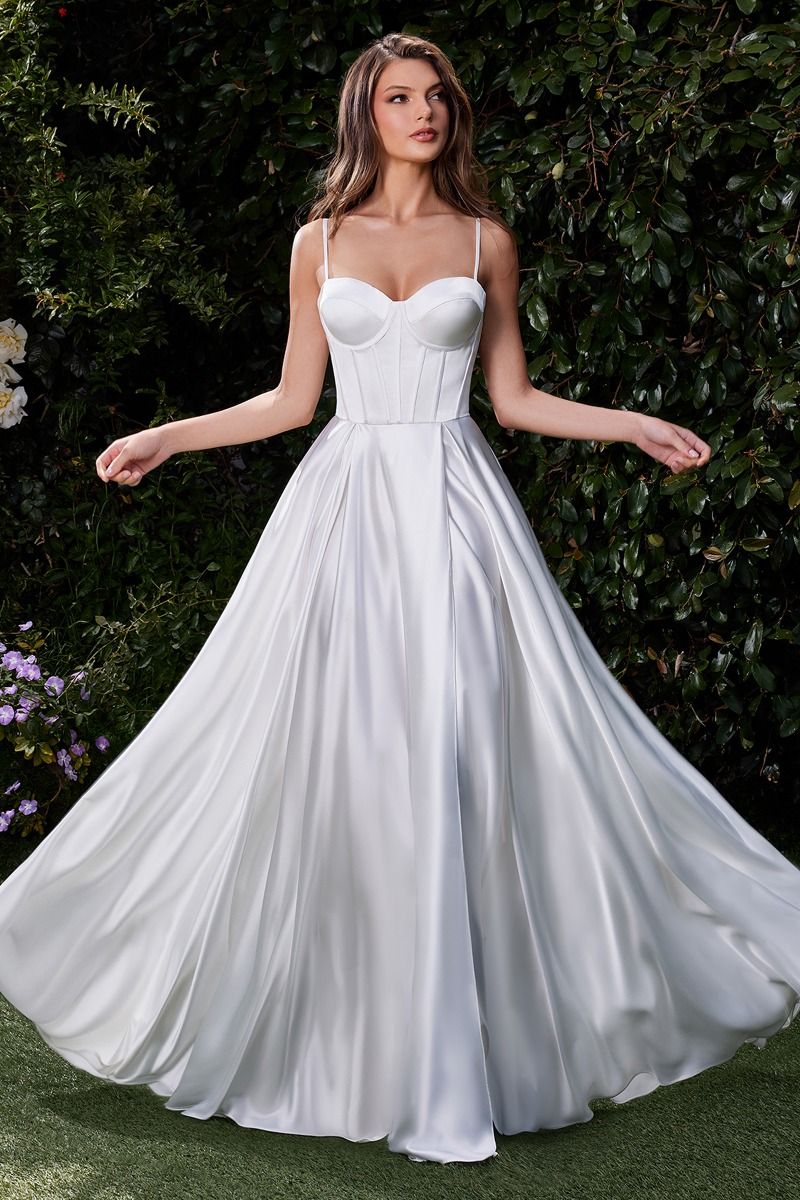CD337W Satin A-Line Bustier Bridal Dress