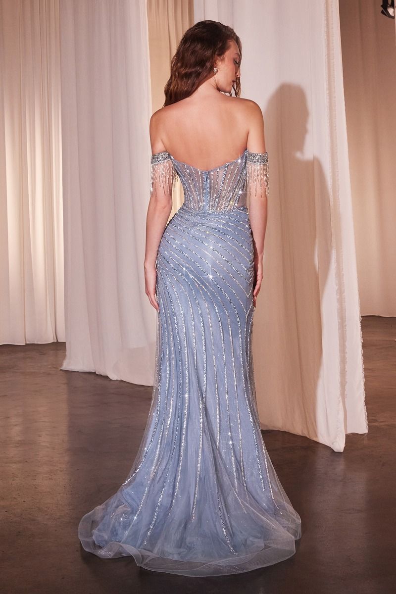 CD848 Full Embellished Off the Shoulder Evening Gown