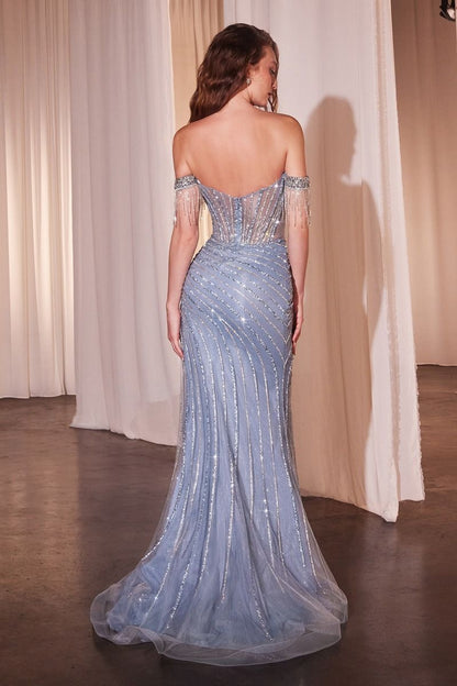 CD848 Full Embellished Off the Shoulder Evening Gown