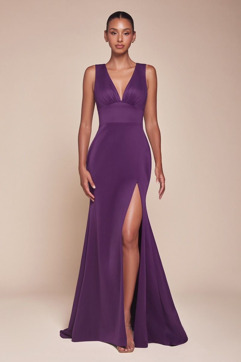 CH395 Fitted Cutout Back Sleeveless Slit Gown