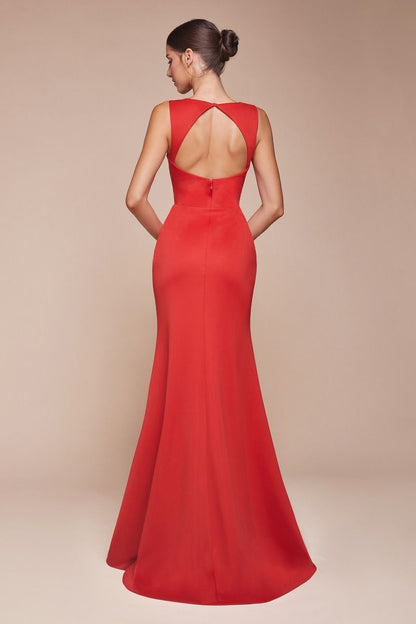 CH395 Fitted Cutout Back Sleeveless Slit Gown