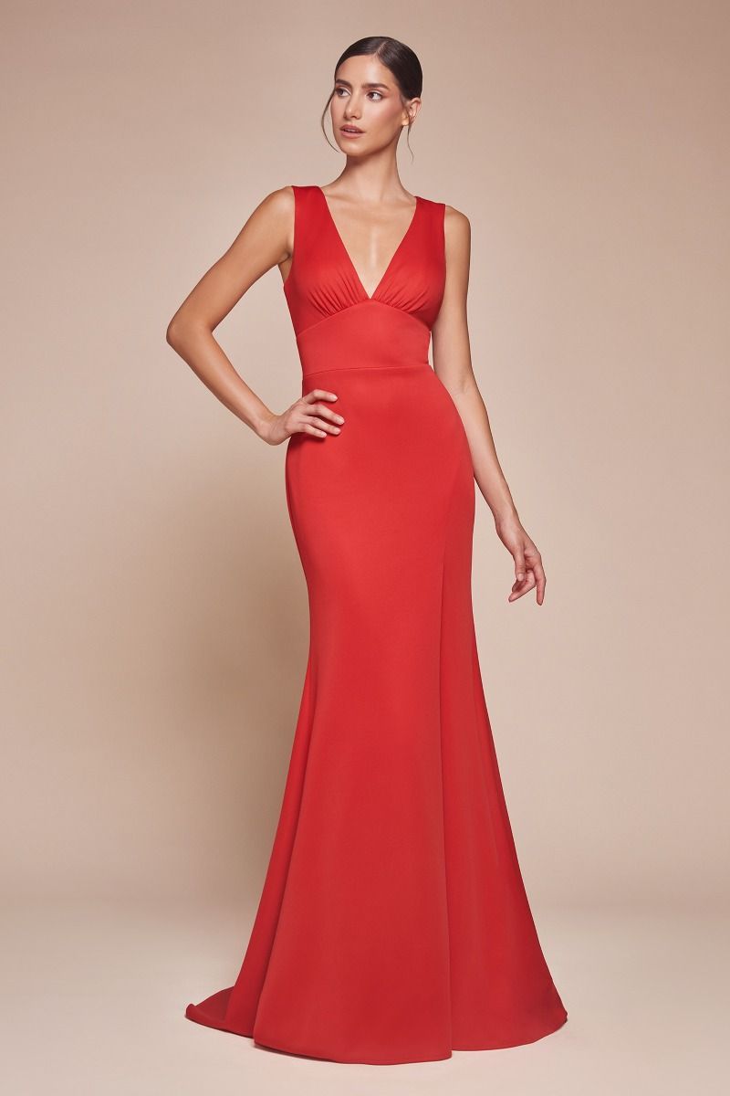 CH395 Fitted Cutout Back Sleeveless Slit Gown