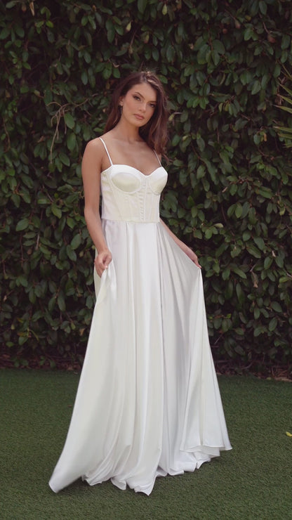 CD337W Satin A-Line Bustier Bridal Dress