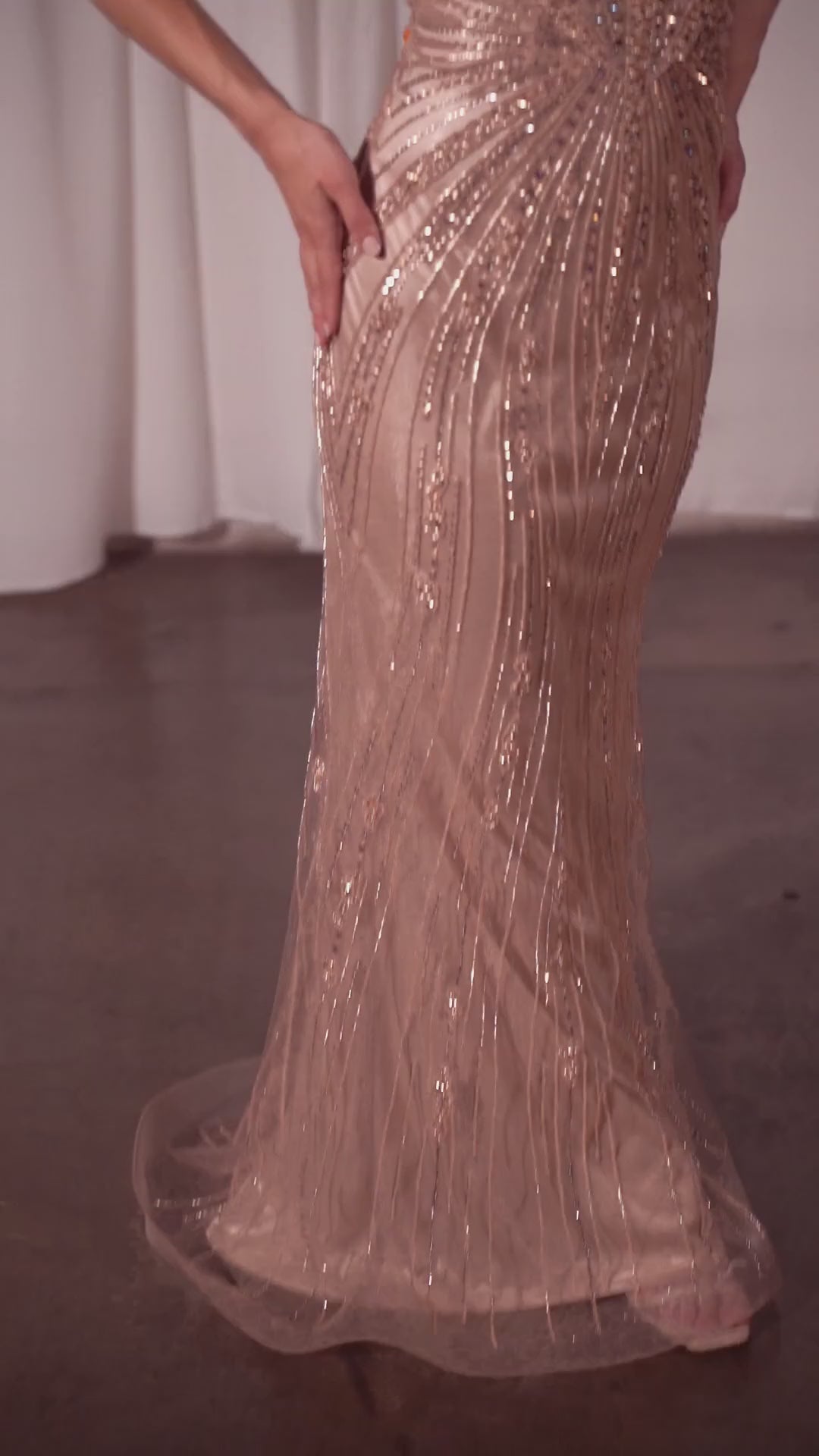 CZ0029 Beaded Cap Sleeve Dress