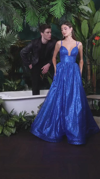 CD996 Layered Glitter Ball Gown