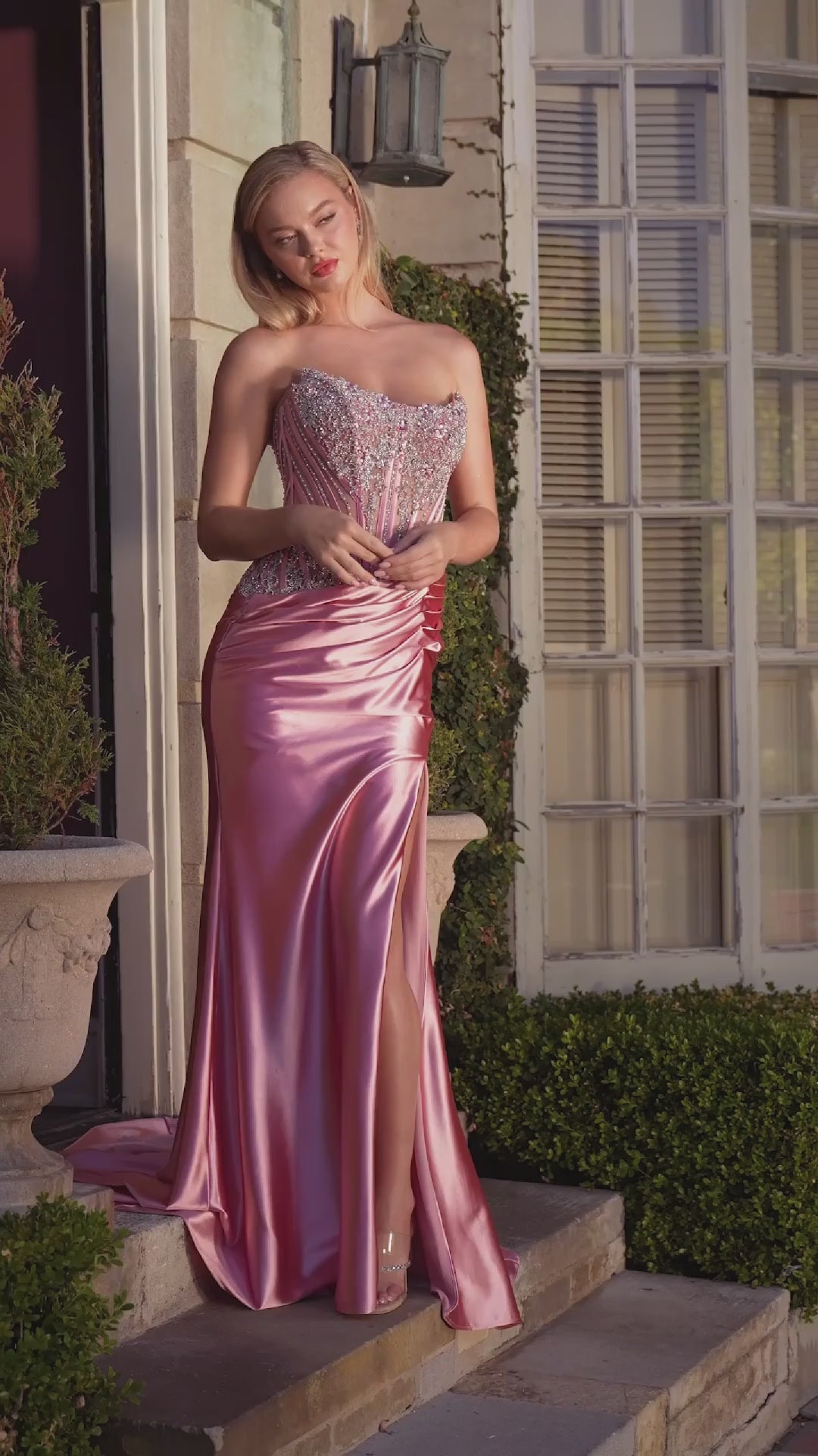 CD725 Strapless Scoop Neckline &amp; Corset Bodice