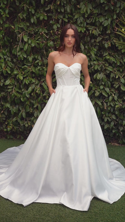 CDS512W Strapless Satin Ball Gown