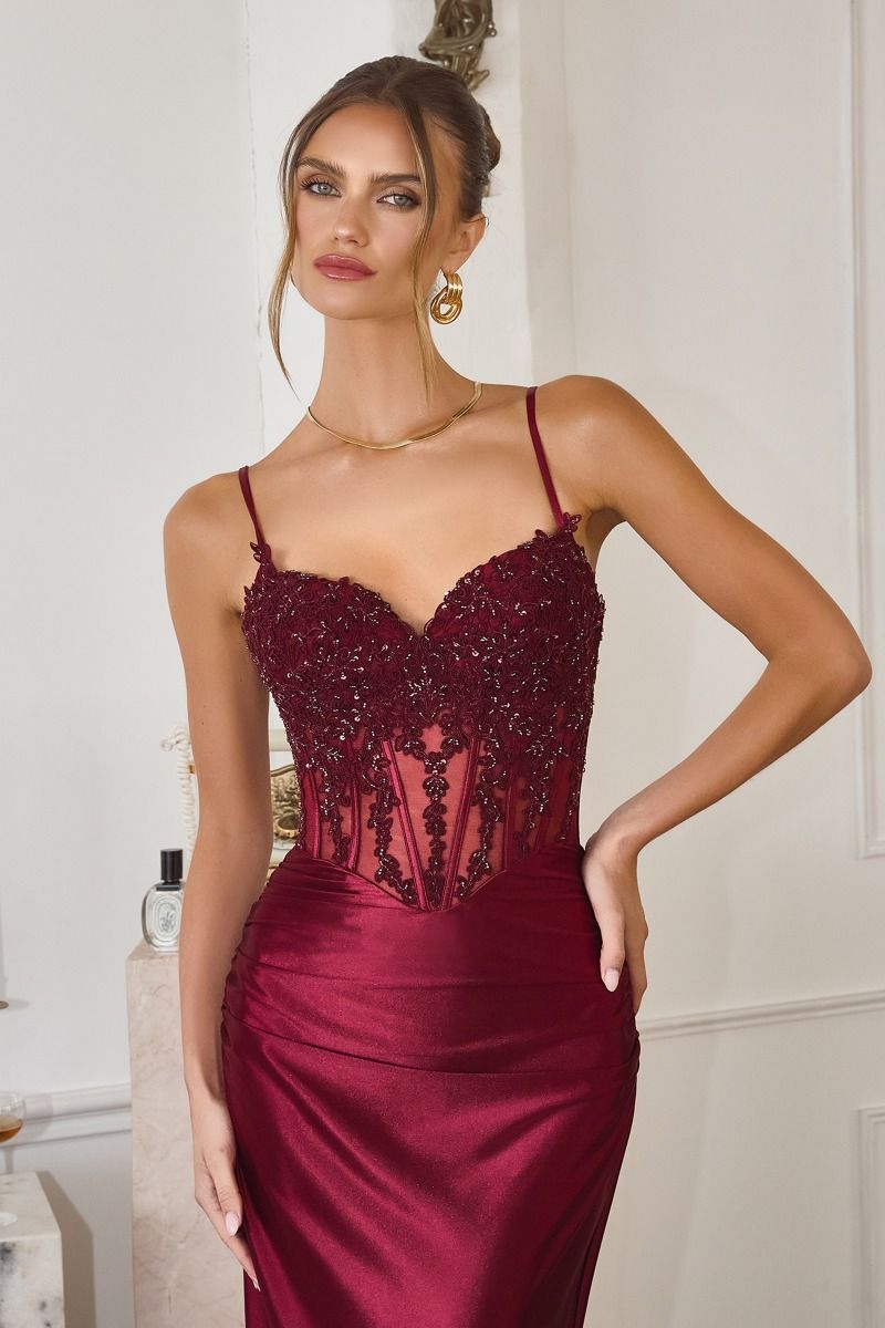 T819 Sheer Corset Bodice &amp; Lace-up Back